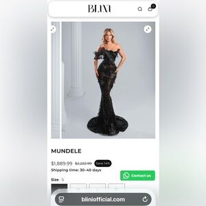 Blini Mundele Beaded Gown Black size Small Brand New-Never Worn!